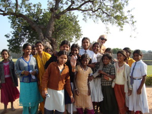 Children in India always happy to meet western people 