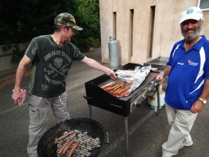 Mark Chiam on the BBQ cooking kosher sausages