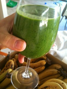 Ready made green smoothie for breakfast