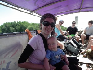Akiva and I on a local wooden boat in Thailand