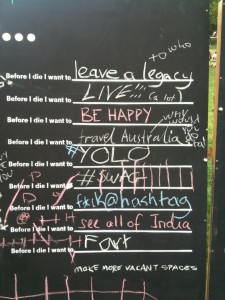 Before I die, I want to things people wrote in Adelaide Australia